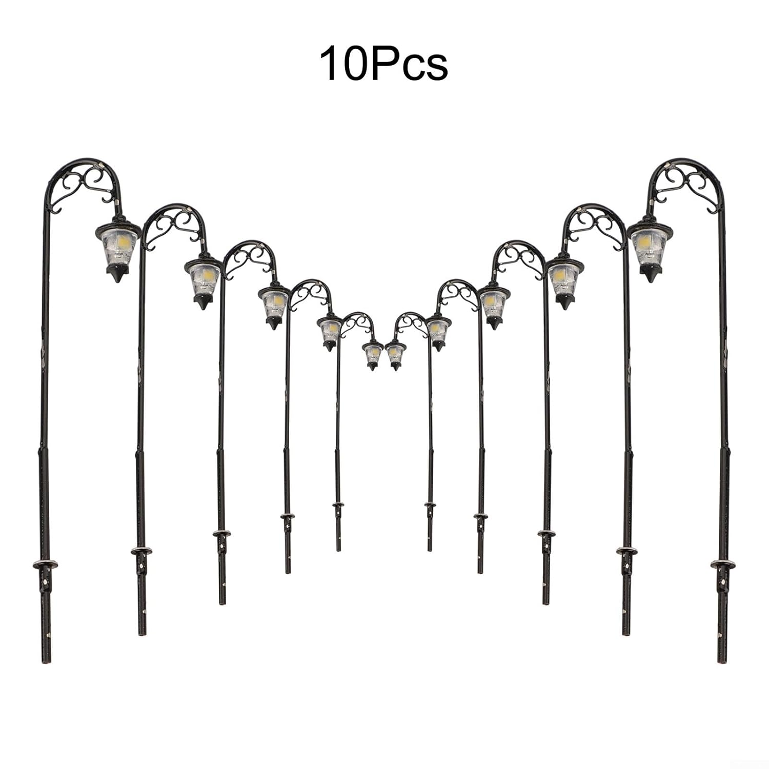 10Pcs For HO Scale 1:87 Model Train Lamps Warm White LED Railway Lanterns 63metersm 3V Miniature Street Lights with Resistors for Model Railroad For Lighting and Train Layout...