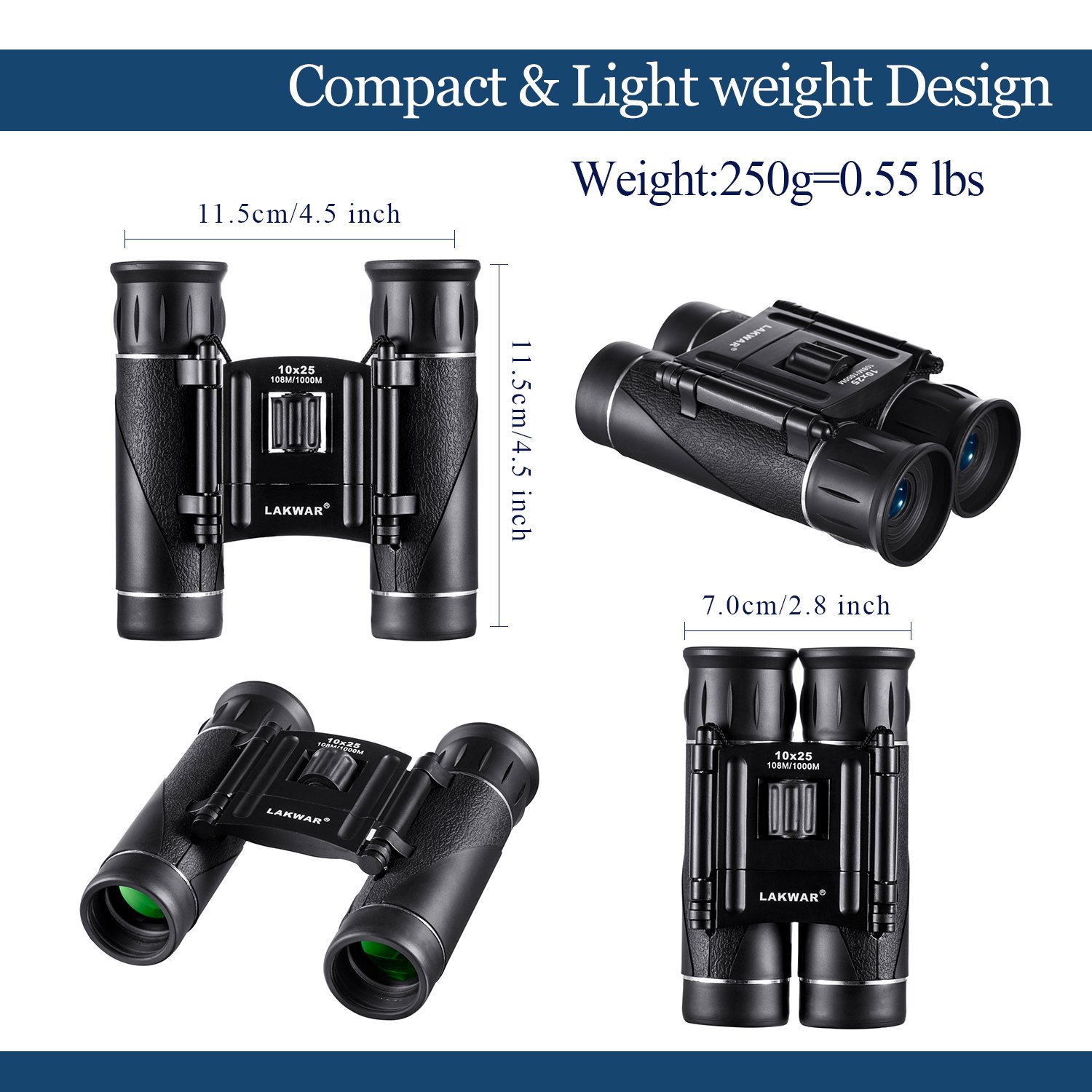 10x25 Compact High Powered Binoculars Packet Size for Bird Watching Travel Outdoor Concert Opera with Carrying Bag Fit for Adults and Kids
