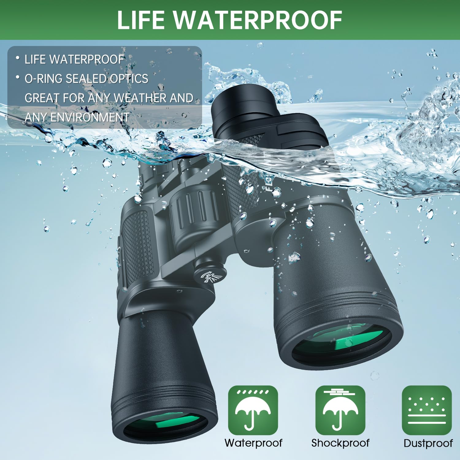 20x50 High Powered Binoculars for Adults, Waterproof Long Range Compact Binoculars with Low Light Vision for Bird Watching Hunting Football Games Travel Stargazing Cruise with...