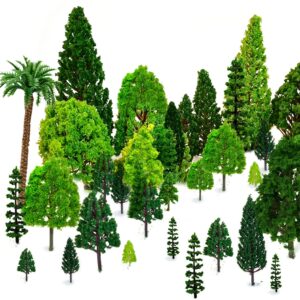 29pcs Mixed Model Trees OrgMemory 1.5-6 inch(4-16 cm), Ho Scale Trees, Diorama Models, Model Train Scenery, Architecture Trees, Model Railroad Scenery