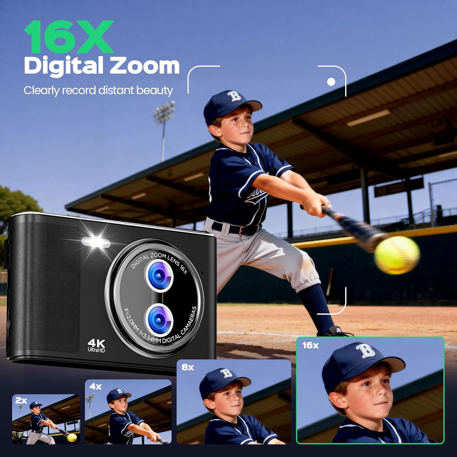 32GB Digital Camera Compact 48MP Autofocus 16X Digital Zoom Photo Camera: 2.8 Inch 4K LCD Screen Portable Vlogging Photography Camera for Kids, Beginners, Teens, Students with...