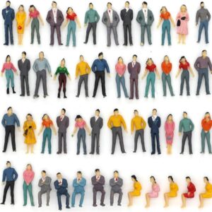 50pcs 1:50 Scale Sitting and Standing Painted People Figure Building Model Trains Layout O Scale Figures