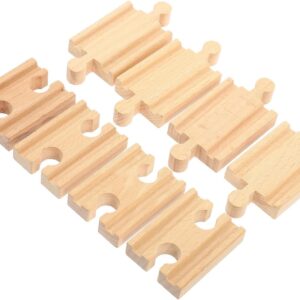 8pcs Wooden Train Tracks Expansion Set - Double Groove & Double Convex Design, Compatible with Most Railway Sets, Assorted Colors, 3.54 X 1.57 X 0.47 Inches, Ideal for Kids'...