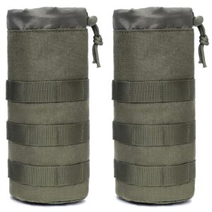 Azarxis Water Bottles Pouch Bag Tactical Molle Military Drawstring Water Bottle Holder Mesh Hydration Carrier Attachment Travel Outdoor Sports Gear