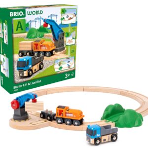 BRIO World â€“ 36028 Starter Lift & Load Set | Toy Train Set for Kids Ages 3 Years and and Up