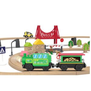 Electric Remote Control Train Toy,Battery Operated Locomotive Train Compatible with Thomas & Brio Wooden Train Tracks-Toy Train Set for Kids Toddlers Present