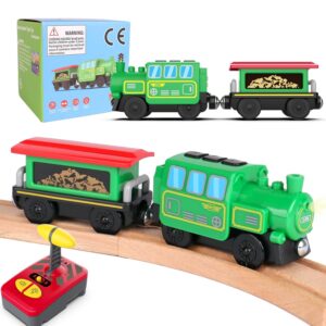 Electric Remote Control Train Toy,Battery Operated Locomotive Train Compatible with Thomas & Brio Wooden Train Tracks-Toy Train Set for Kids Toddlers Present