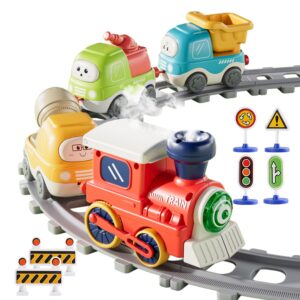 Electric Train Set for Toddlers,Train Toys with Lights,Realistic Music Sound, Steam Spray,Traffic Sign, Magnetic Train Connection Car Toys with Tracks,Christmas Birthday Gifts… Electric Train Set for Toddlers,Train Toys with Lights,Realistic Music Sound, Steam Spray,Traffic Sign, Magnetic Train Connection Car Toys with Tracks,Christmas Birthday Gifts...