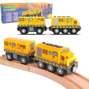 Electric Train Toy with Magnetic Connection,Battery Operated Locomotive Train, Compatible with Wooden Tracks for Kids Toddler Boys and Girls Gift (Yellow Train)