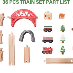 Giant bean 36PCS Forest Wooden Train Set for Toddler- Expandable & Changeable Wooden Train Tracks Toy, Christmas Birthday Gift for Kids Boys and Girls 3-7 Giant bean 36PCS Forest Wooden Train Set for Toddler- Expandable & Changeable Wooden Train Tracks Toy, Christmas Birthday Gift for Kids Boys and Girls 3-7