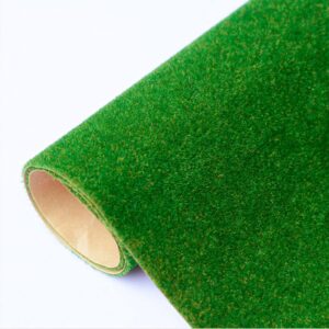 Grass Mat, 16.1 x 39.4 Inch Artificial Train Grass Mat for DIY Railroad Scenery Landscape Crafts Miniature Doll House Project Model Decoration - Type C - Dark Green