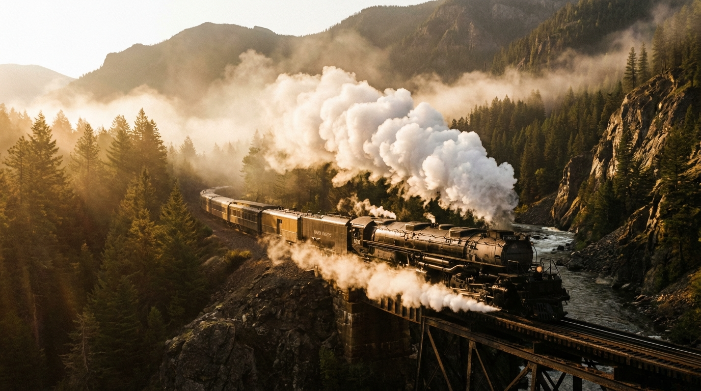 Scenic railway through mountain landscape