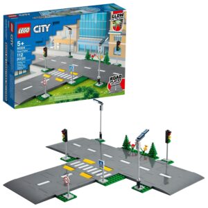 LEGO City Road Plates 60304 - Building Toy Set, Featuring Traffic Lights, Trees, Glow in The Dark Bricks, Combine with LEGO City Series Sets, Great Gift for Kids, Boys, and...