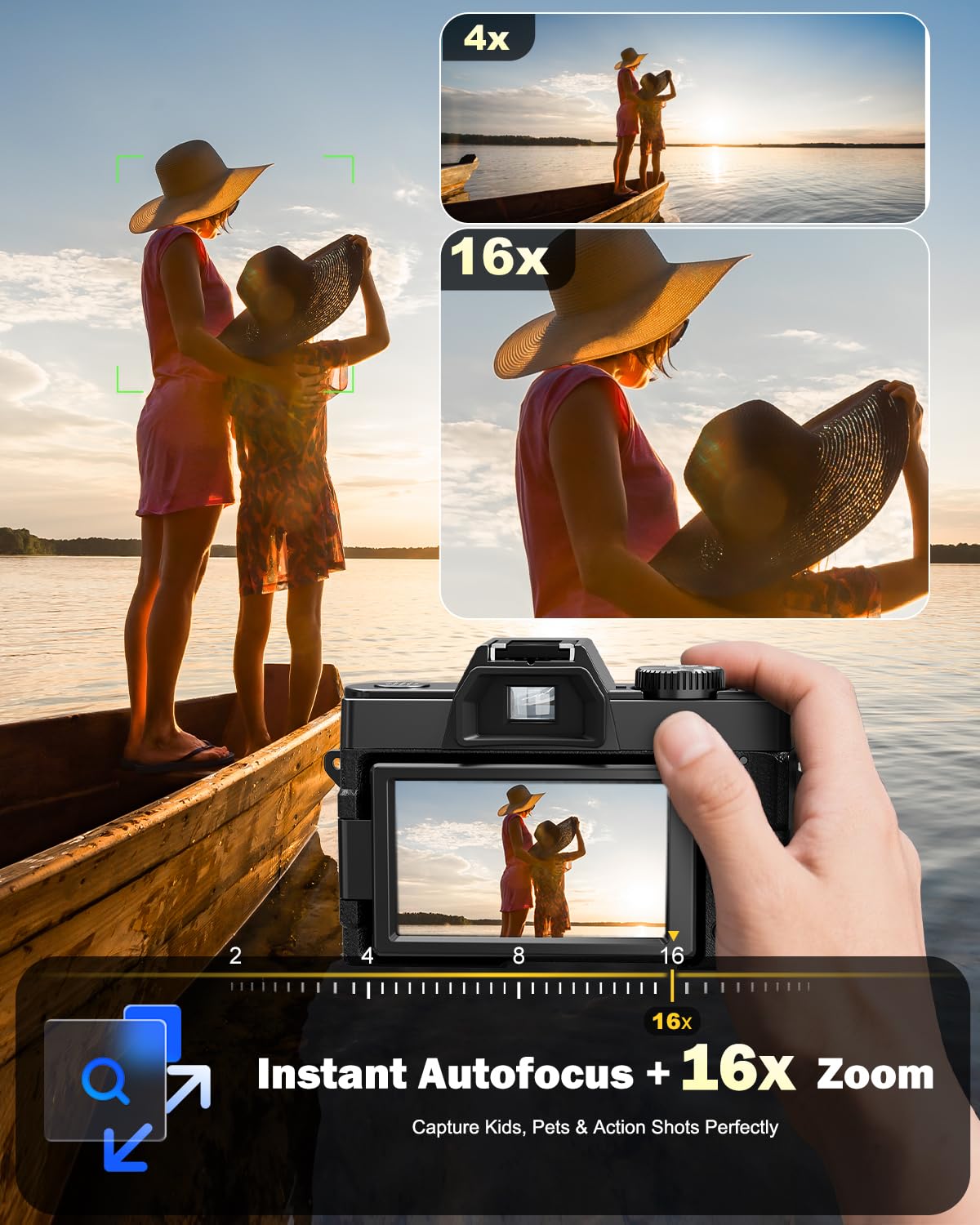 NBD 8K Digital Cameras for Photography,64MP Camara Fotograficas,Travel Vlogging Cameras for YouTube with 180°Flip Screen,16X Digital Zoom,52mm Macro Lens,2 Batteries,64GB TF...