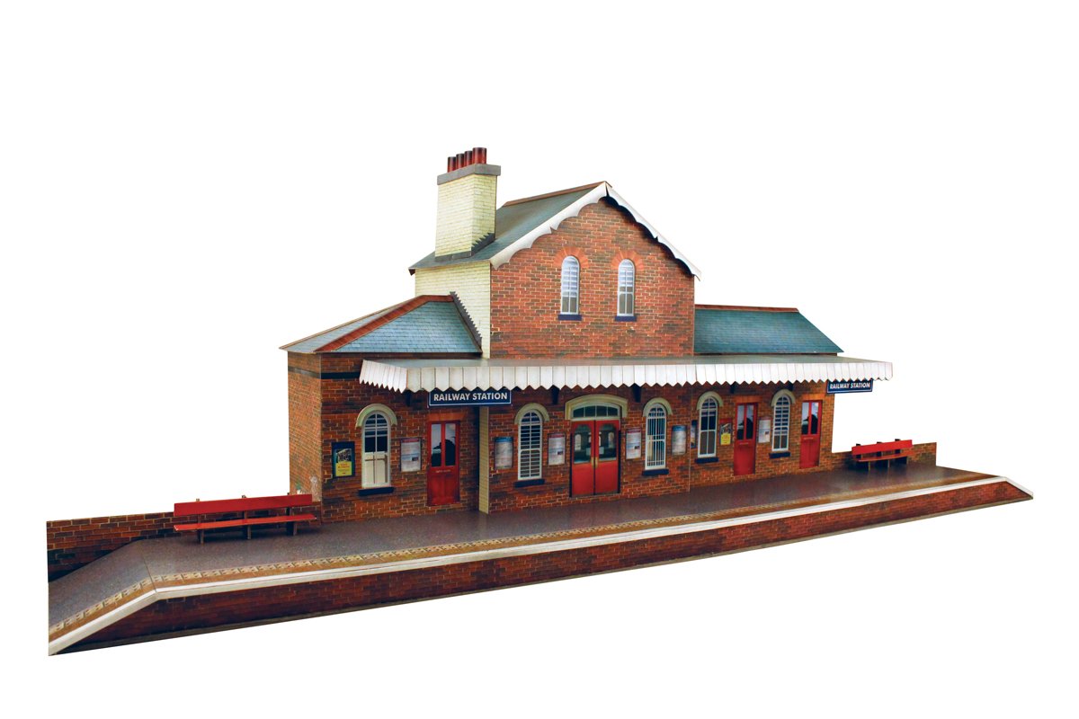 O Gauge 1:48 Scale Railroad Station Cardboard Model Making Kit The CityBuilder Model Railroad Building