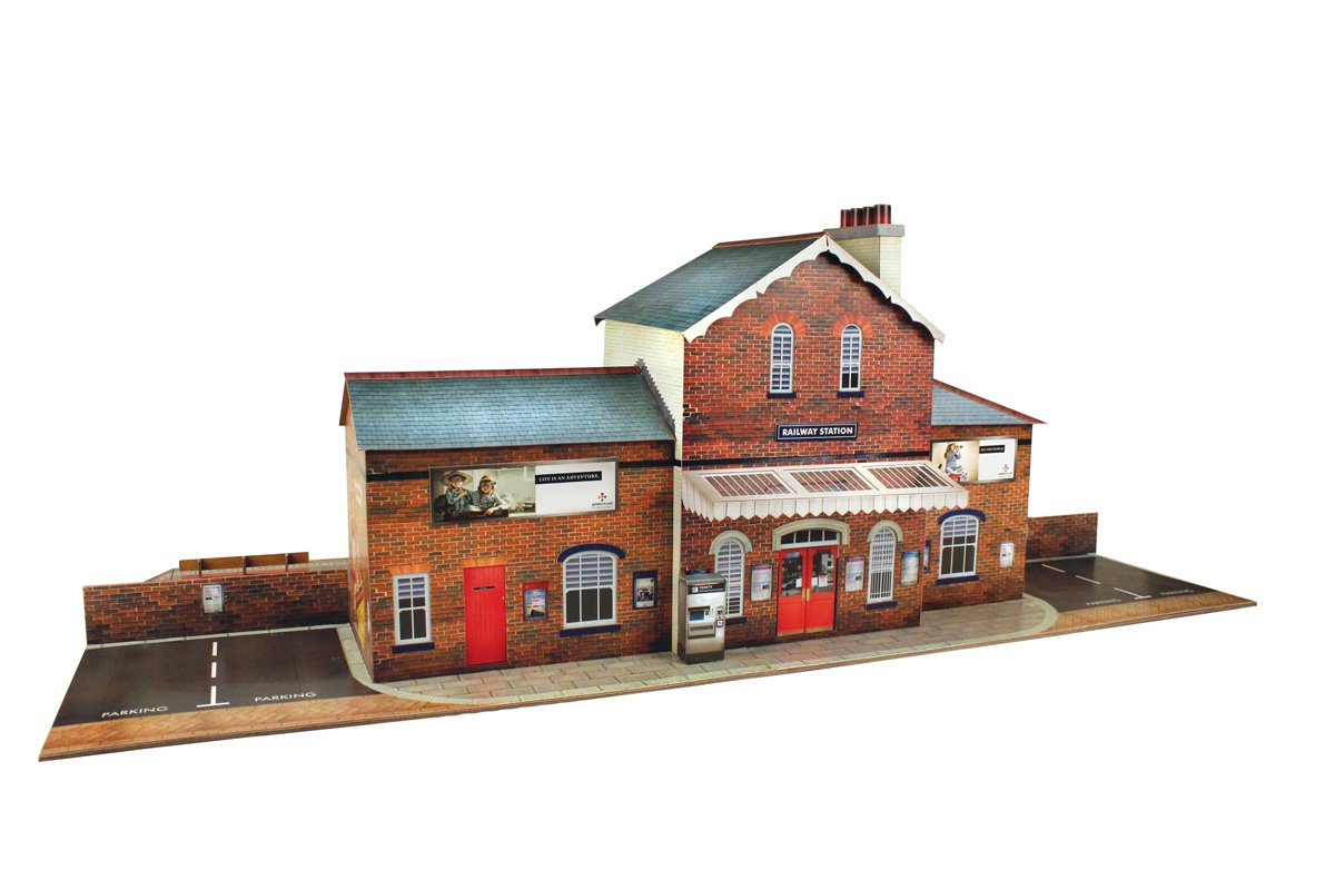 O Gauge 1:48 Scale Railroad Station Cardboard Model Making Kit The CityBuilder Model Railroad Building