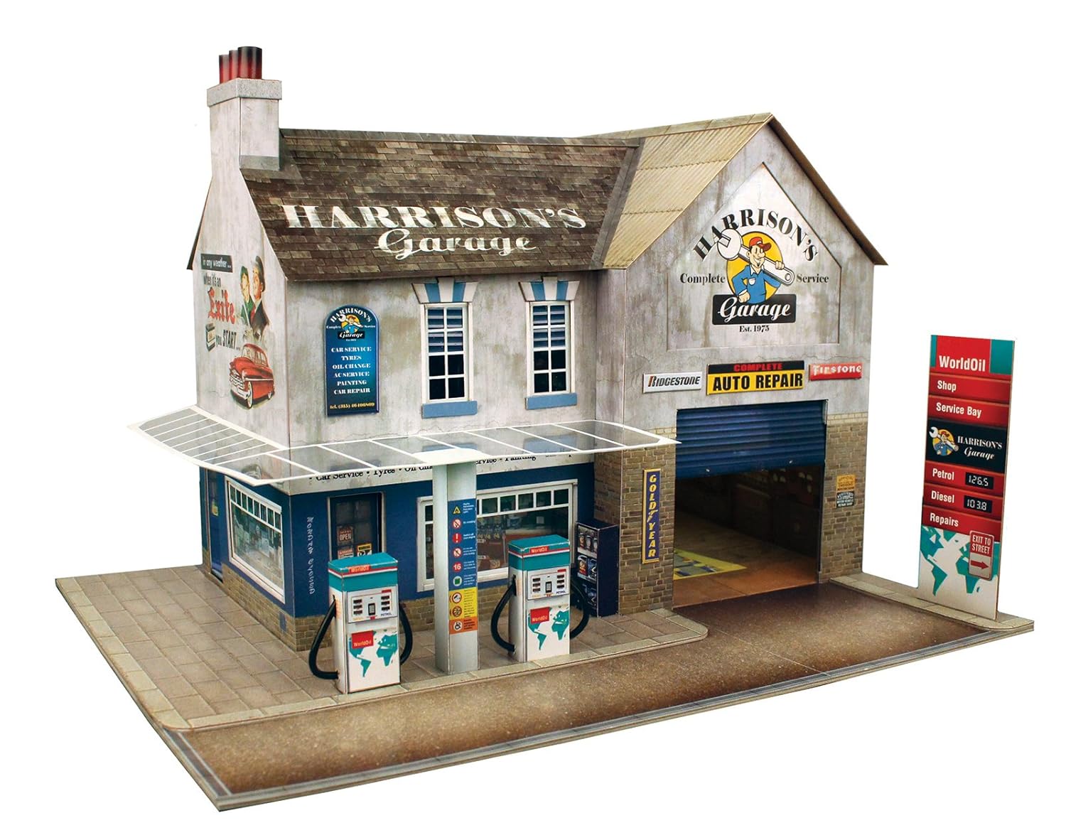 O Gauge 7mm 1:48 Scale Model Railroad Building Garage & Shop Kit The CityBuilder