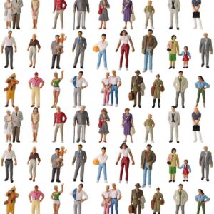 O Gauge Painted Figures 1:43 Standing People O Scale Passengers for Model Train Miniature Scenery Layout (60PCS)