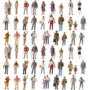O Gauge Painted Figures 1:43 Standing People O Scale Passengers for Model Train Miniature Scenery Layout (60PCS)