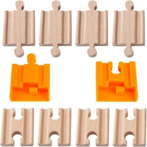 Orbrium Toys Male-Male Female-Female Wooden Train Track Adapters Fits Thomas Brio Chuggington, Set of 8