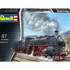 Revell Model Kit Express Train Locomotive BR 18 505-1:87 Scale - Historic Steam Locomotive - Detailed Model with Tender - Precise Chassis & Push Rods - Perfect for Model...