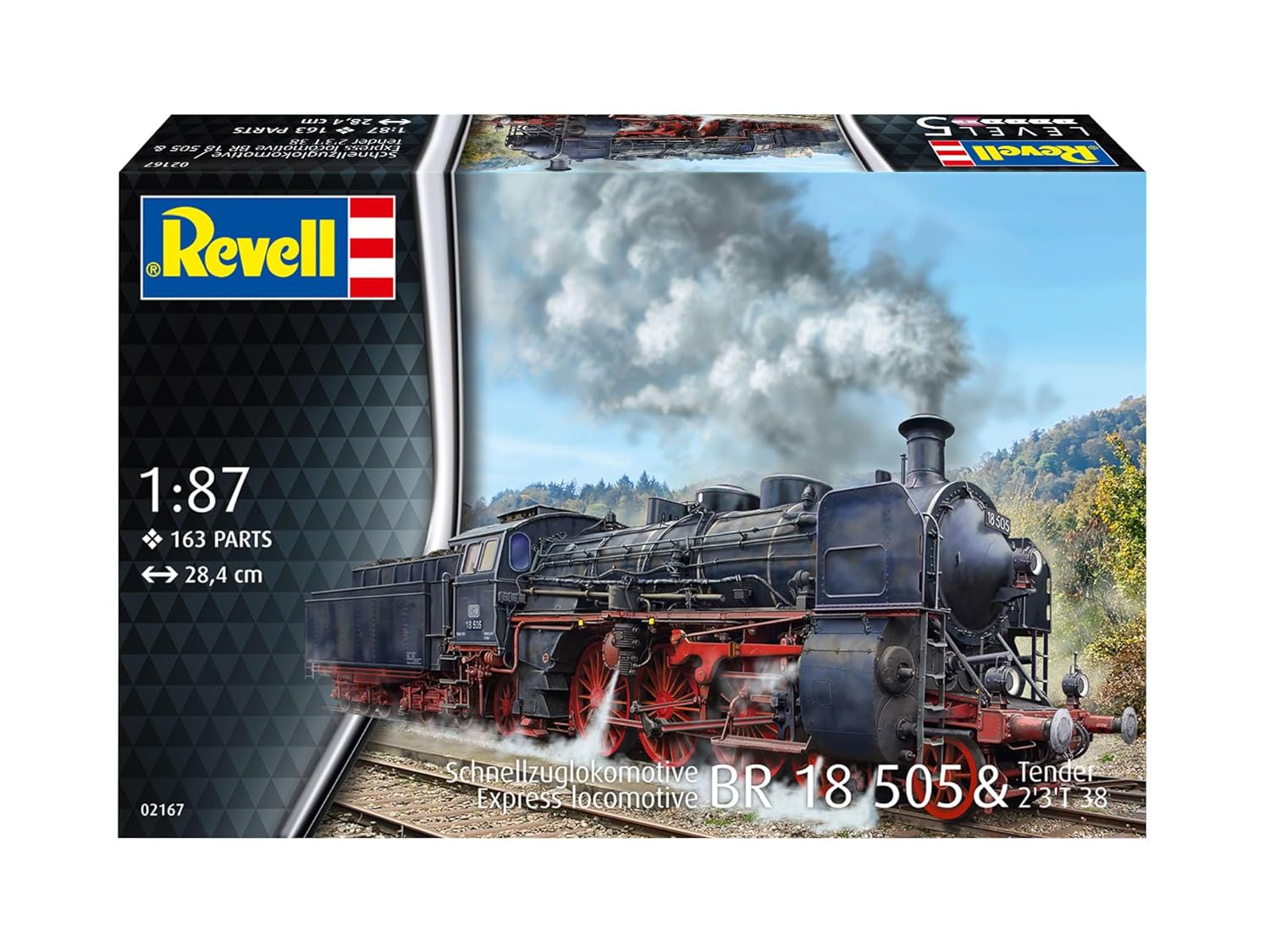 Revell Model Kit Express Train Locomotive BR 18 505-1:87 Scale - Historic Steam Locomotive - Detailed Model with Tender - Precise Chassis & Push Rods - Perfect for Model...