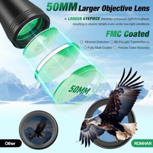 RONHAN Binoculars for Adults High Powered, Military HD Professional/Daily Waterproof 20x50 Binoculars for Bird Watching Travel Hunting Football Games Stargazing with Carrying...
