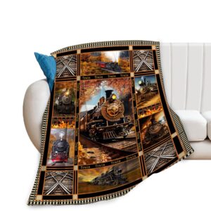 Staqufo Train Throw Blanket Cozy Fleece Flannel Bedding Train Gifts for Men Women Boys Girls Lover Adult Stuff Plush for Couch Sofa Bed Decor 40"x50"