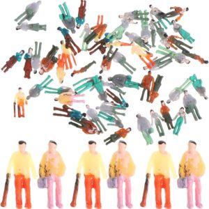 STOBOK 100Pcs N Scale 1:150 Miniature Model Train People â€“ Assorted Colorful Little Man Figures for Model Railroad Layouts, Dioramas, and Architectural Scenery