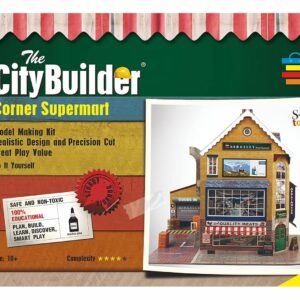 The CityBuilder Corner SUPERMART Cardboard Model Making Kit - O Scale Model Railroad Building