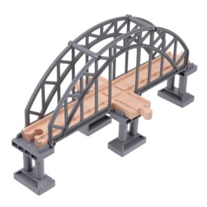 TOYANDONA Wooden Train Track Risers Train Bridge Model Train Tunnel Bridge Cross Railway Toys Through Truss Model Train Scene Layout Props Train Bridge Expansion Accessory...