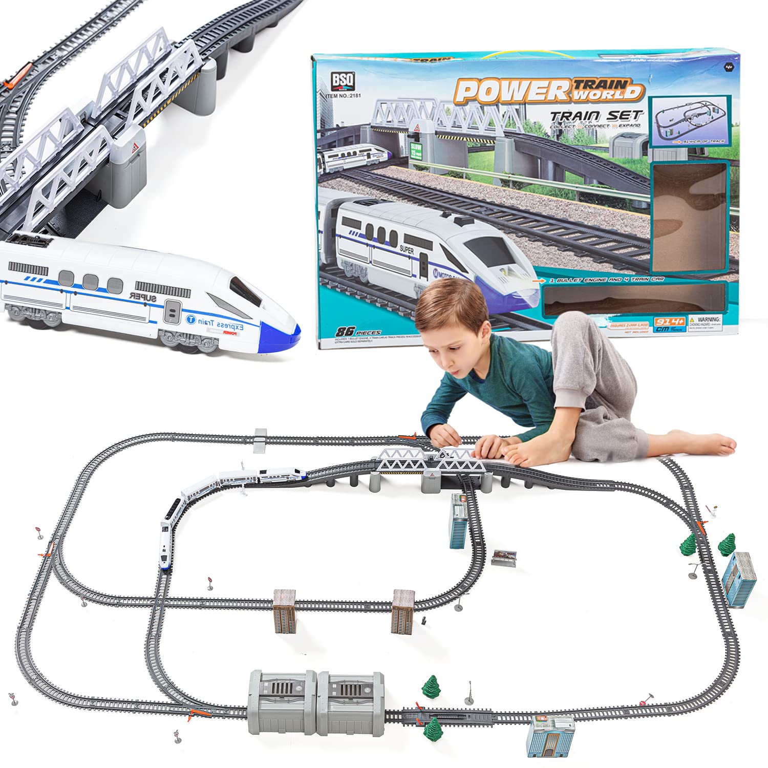 Train Set Toy for Kids - High Speed Bullet Train Engine with Track Set β Battery Operated Train with Sound and Light for Boys β Electric Train Toys for Toddlers