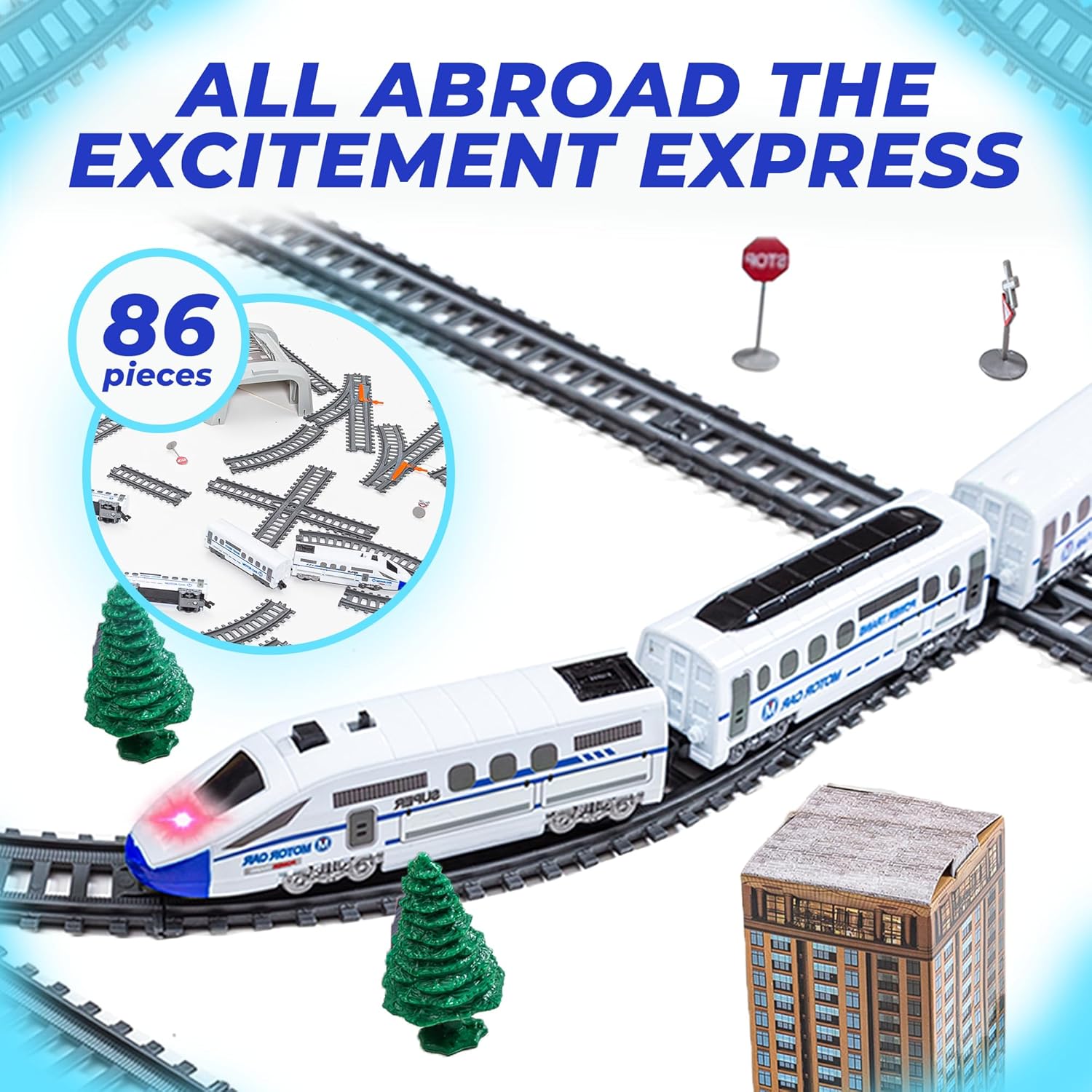 Train Set Toy for Kids - High Speed Bullet Train Engine with Track Set β Battery Operated Train with Sound and Light for Boys β Electric Train Toys for Toddlers