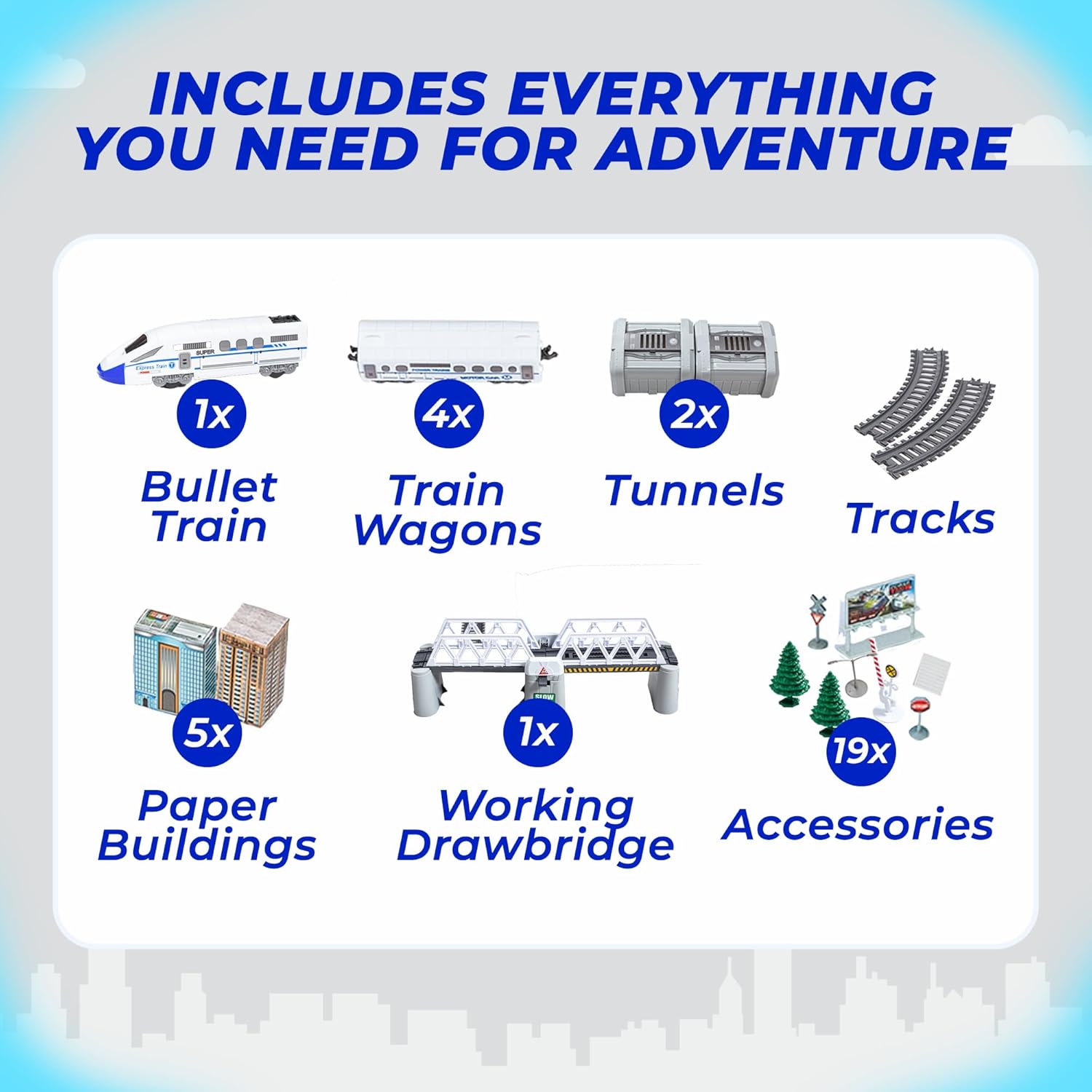 Train Set Toy for Kids - High Speed Bullet Train Engine with Track Set β Battery Operated Train with Sound and Light for Boys β Electric Train Toys for Toddlers