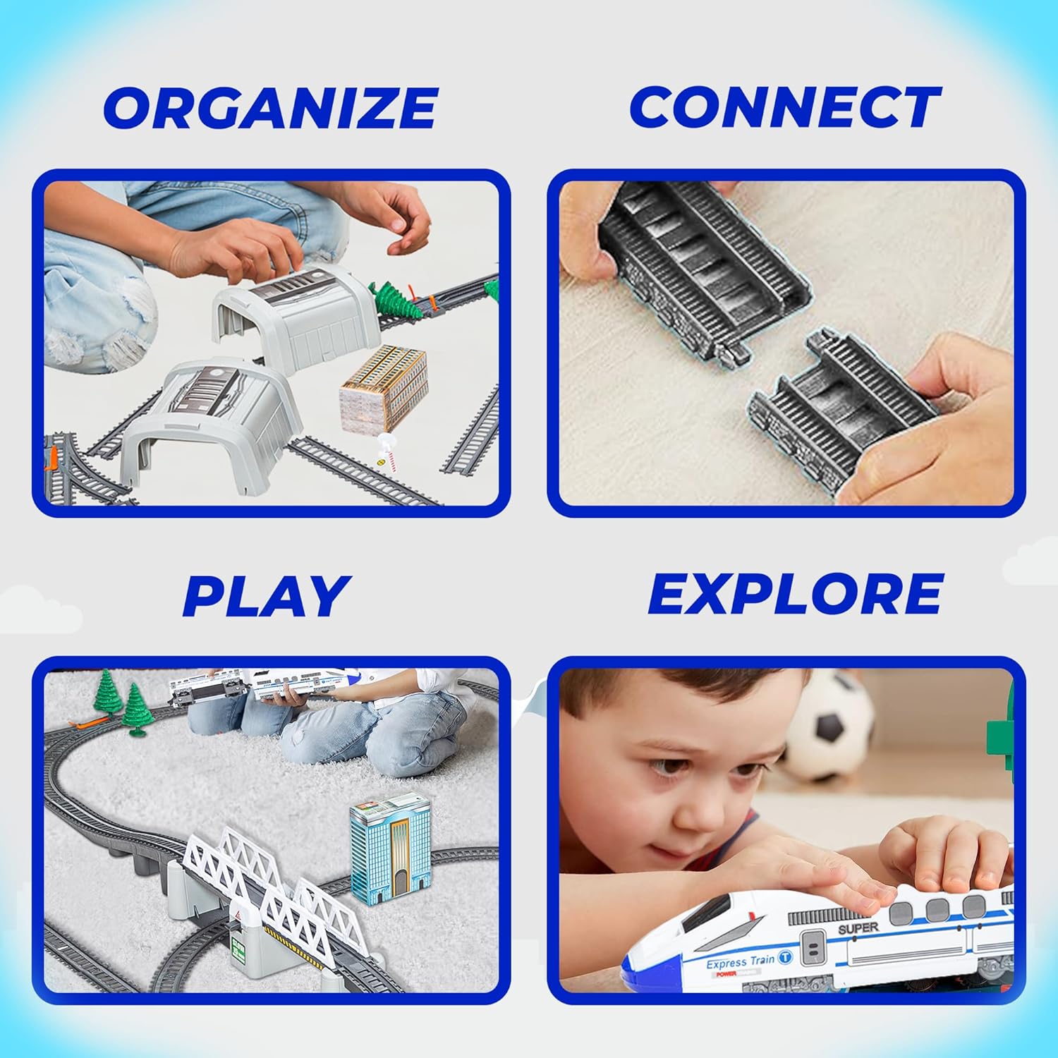 Train Set Toy for Kids - High Speed Bullet Train Engine with Track Set β Battery Operated Train with Sound and Light for Boys β Electric Train Toys for Toddlers