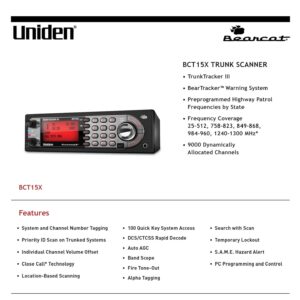Uniden BCT15X BearTracker Mobile Tracking Scanner with GPS Support (Black)