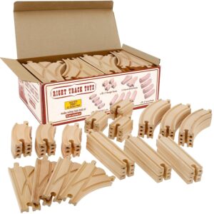 Wooden Train Track 52 Piece Set - 18 Feet Of Track Expansion And 5 Distinct Pieces - 100% Compatible with All Major Brands Including Thomas Wooden Railway System - by Right...