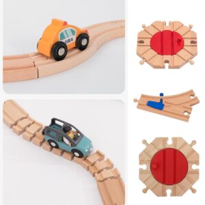 Wooden Train Tracks Connector Modular Railway Systems for Sets Educational Building Block Toy Accessories Wood Track Accessories