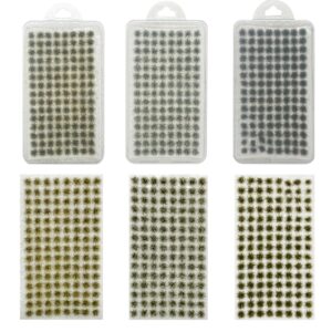 Woohome 312 PCS Static Grass Tufts - Yellow Model Grass, Terrain Model Kit, Artificial Grass for Train Landscape, Railway Scenery, Miniature Shrubs & Bushes