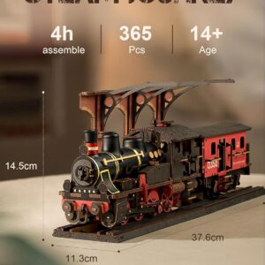 Wowood 3D Puzzles for Adults -Steam Train, Wooden Model Kits Building Set for Adults, DIY Crafts Kits Hobby Creative Gift Ideas for Girls Boys (Steam Journey-405PCS)