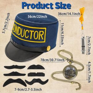 Yezmo Train Conductor Costume Accessories Express Costume Set Conductor Hat Train Whisle Pocket Watch Mustaches for Christmas